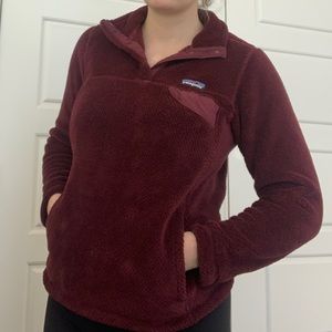 Patagonia Women’s RE-tool Snap Fleece Pullover size Small color burgundy
